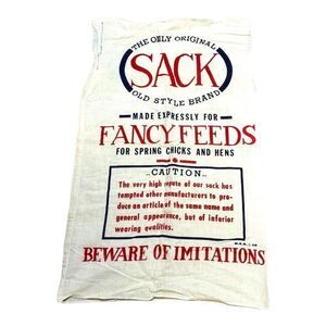Vintage Sack Old Style Brand Fancy Feeds Spring Chicks & Hens Feed Bag EUC